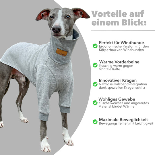 Windhund Pullover Overall in grau Pullover für Windhunde, Whippet, Galgo, Podenco, Greyhound Benefits